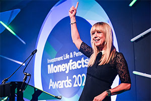 Sara Cox Presenting the Investment Life & Pensions Moneyfacts Awards