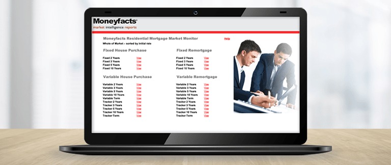 Banner Image of Laptop Showing Moneyfacts Mortgage Market Monitor