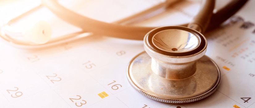 Banner Image of a Stethoscope on a Calendar