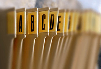 Banner Image of the Edge of Alphabetical Storage Files