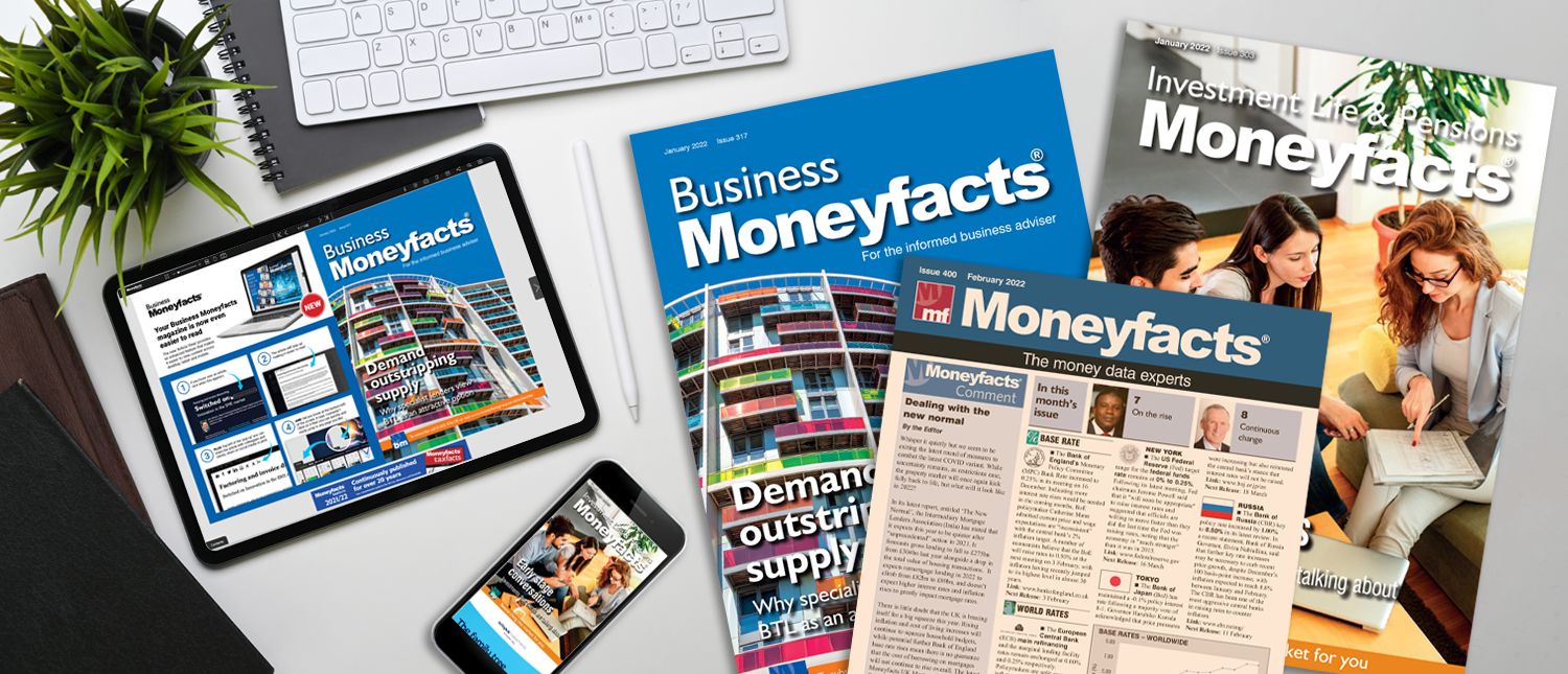 Banner Image of Business Moneyfacts, Investment Life & Pensions Moneyfacts and Moneyfacts Magazines