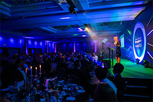 Sara Cox Presenting the Investment Life & Pensions Moneyfacts Awards