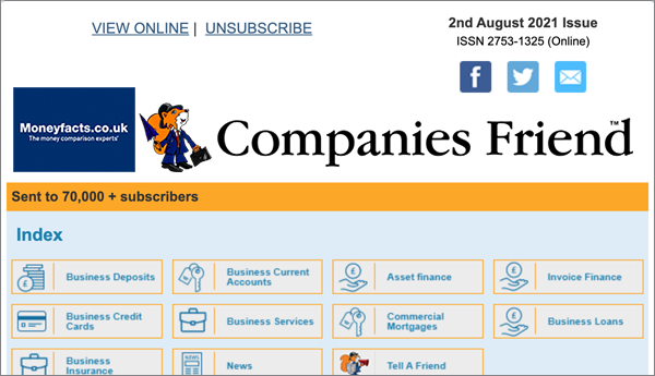 Screen Image of The Business Friend Newsletter